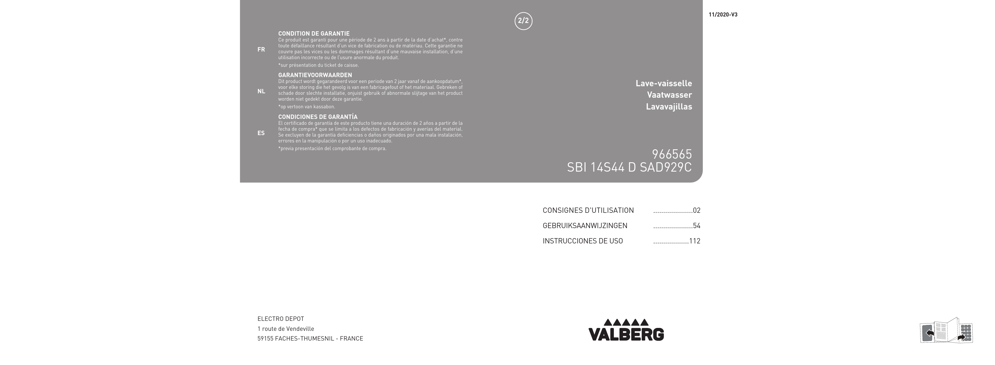 Lave-vaisselle 14 Couverts Valberg 14s44 A Dad701t Notice lave-vaisselle VALBERG 14S44 D XAD929C Trouver une solution à un